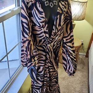 Animal Print Long Sleeve Dress